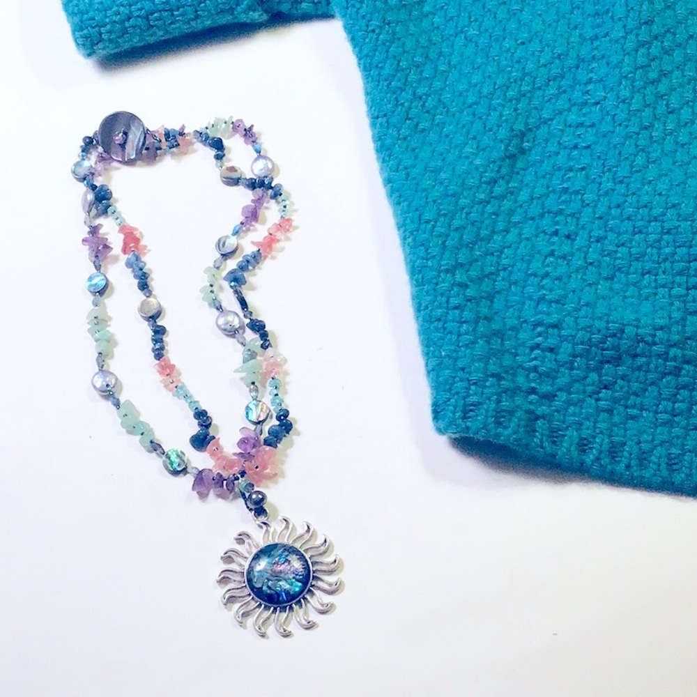 Handmade Summer Sunsets on the Patio Statement Necklace - Picture 3 of 16